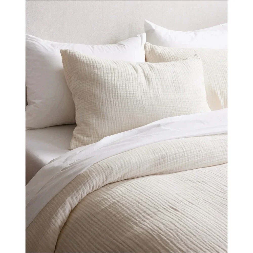 NWT QUINCE AIRY ORGANIC 100% COTTON GAUZE DUVET COVER SET KING CAL K UNDYED $170